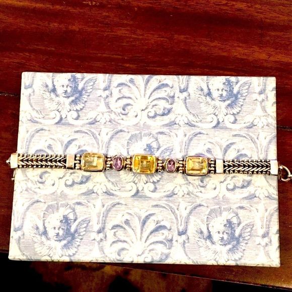 Bali Sterling Amethyst, Citrine, Quartz Bracelet - Picture 16 of 16